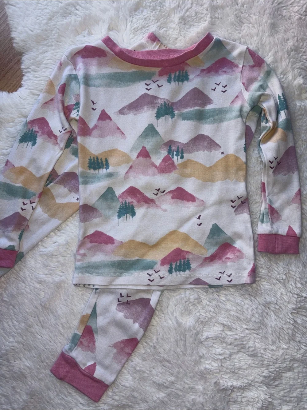 Two Burt’s Bees Kids Girls 2T Pajama Sets Organic Cotton Butterflies Watercolor